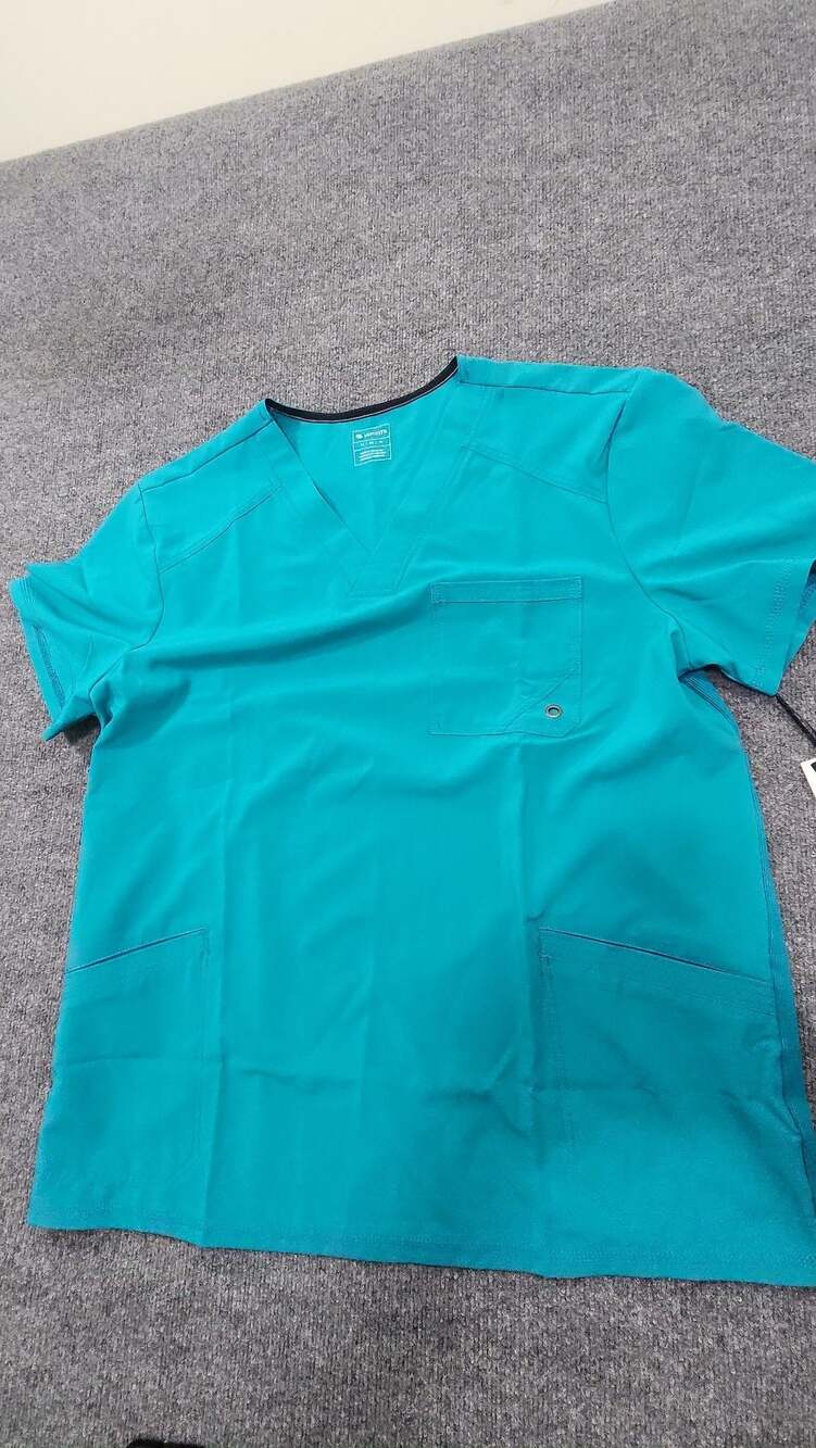 Cherokee Infinity Men's V-Neck Scrub Top Teal Size XL
